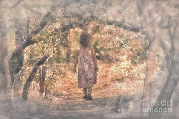 Foggy Morning Walk In The Woods Art Print featuring the digital art Foggy Morning Light by Mary Lou Chmura
