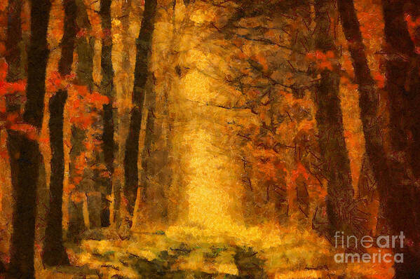 Painting Art Print featuring the painting Forest Leaves by Dimitar Hristov