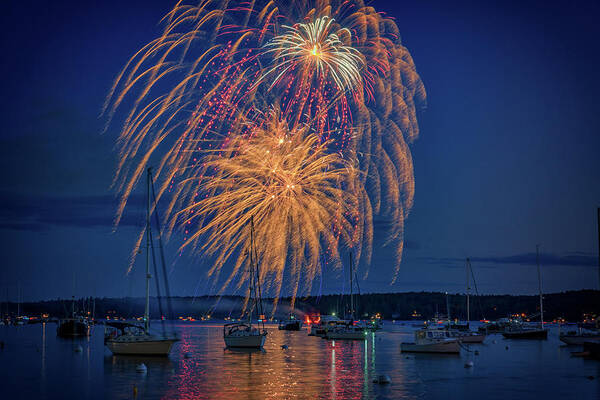 Boothbay Harbor Art Print featuring the photograph Fourth of July in Boothbay Harbor by Rick Berk