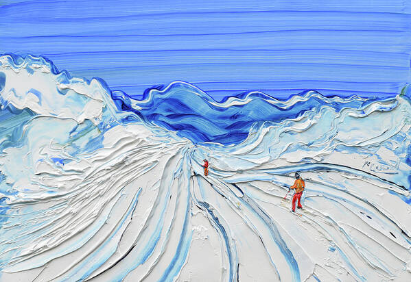 Les Arcs Art Print featuring the painting Fresh Tracks by Pete Caswell