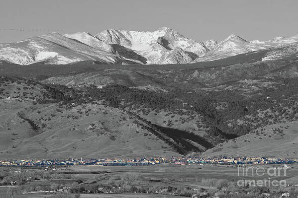 Selective Color Art Print featuring the photograph Front Range View North Boulder Colorado by James BO Insogna