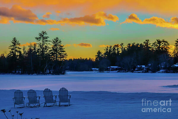 Winter Art Print featuring the photograph Frozen sunset by Claudia M Photography