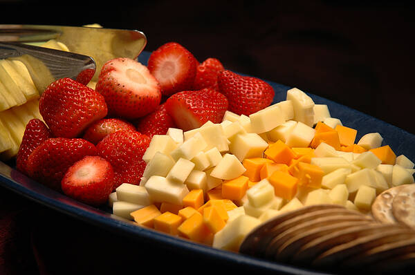 Food Art Print featuring the photograph Fruit and Cheese Platter by Frank Mari