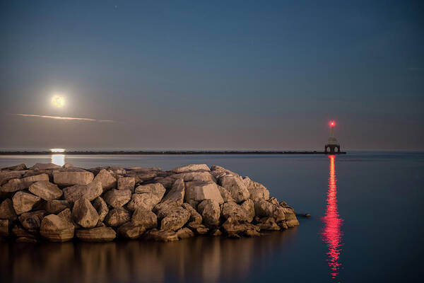 Long Exposure Art Print featuring the photograph Full Moon in Port by James Meyer