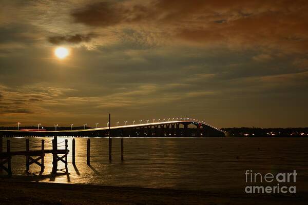Full Moon Art Print featuring the photograph Full Moon over Jamestown by Tammie Miller
