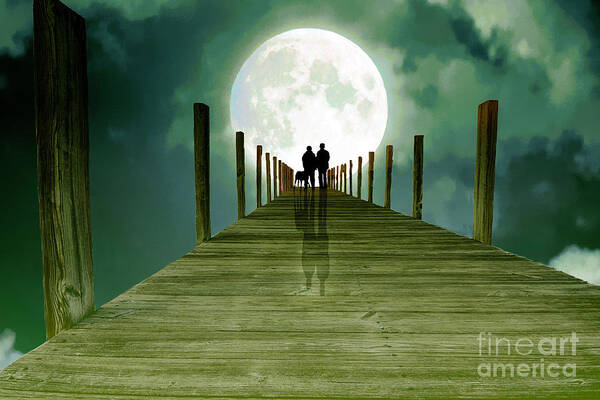 Moon Art Print featuring the photograph Full Moon Silhouette by Mim White