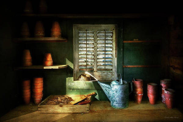 Gardener Art Print featuring the photograph Gardener - The potters shed by Mike Savad