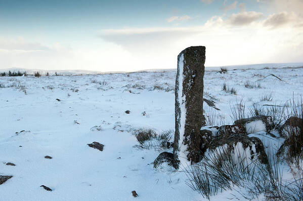Winter Art Print featuring the photograph Gatepost in the Snow by Helen Jackson