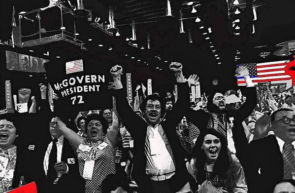 George Mcgovern Supporters Democratic Nat'l Convention Miami Beach Florida 1972 Art Print featuring the photograph George Mcgovern Supporters Democratic Nat'l Convention Miami Beach Florida 1972-2008 by David Lee Guss