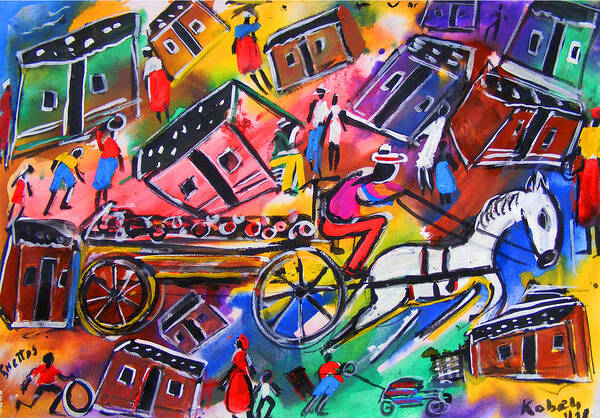Soweto Gold Collection Art Print featuring the painting Ghettos by Eli Kobeli
