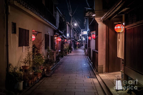 Travel Art Print featuring the photograph Gion Streets, Old Kyoto, Japan by Perry Rodriguez