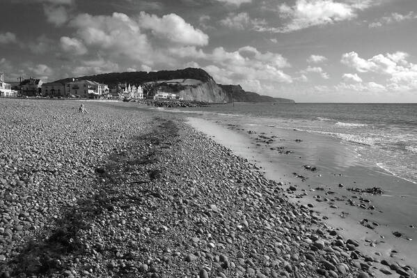 Sidmouth Art Print featuring the photograph Girl on Sidmouth beach by Chris Day