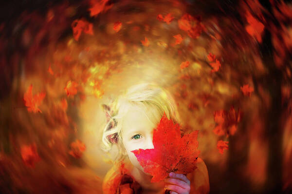 Child Art Print featuring the photograph Glimpse into Autumn by Lilia S