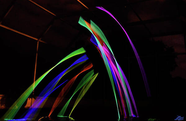 Night Art Print featuring the photograph Glow sticks by Bradley Dever