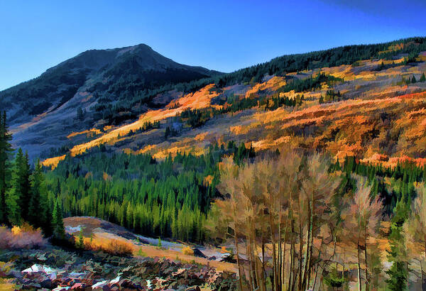  Gold Art Print featuring the digital art Gold in the Rockies by Charles Muhle