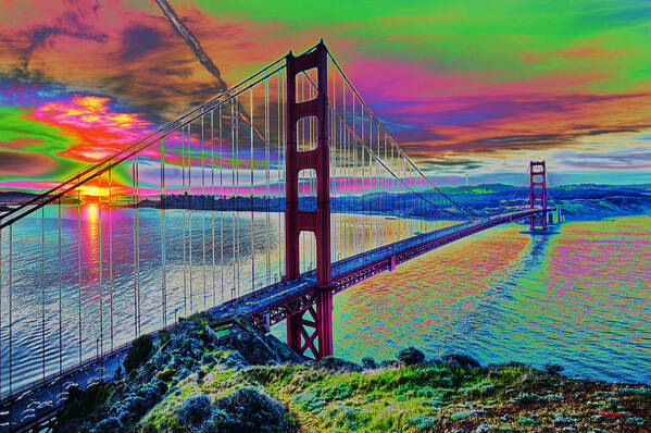 Water Art Print featuring the digital art Golden Gate 1 by Gregory Murray