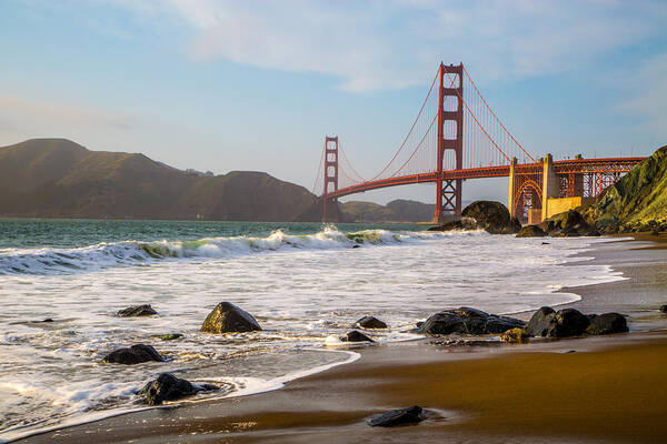 Golden Gate Bridge Art Print featuring the photograph Golden Gate Bridge by Lev Kaytsner