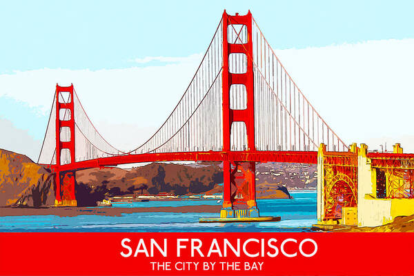 Architecture Art Print featuring the digital art Golden Gate Bridge San Francisco The City By The Bay by Anthony Murphy