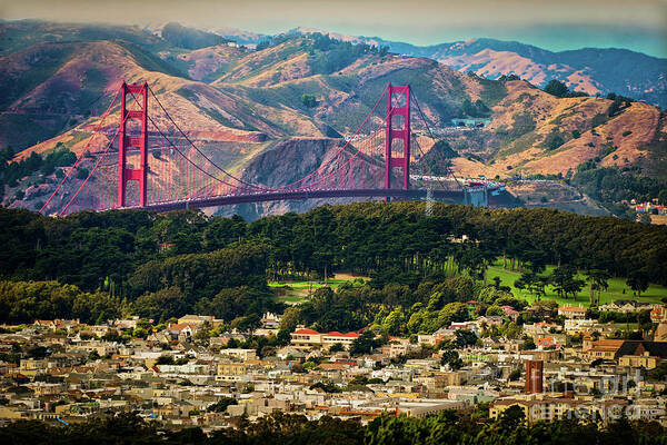 Sfo Art Print featuring the photograph Golden Gate Bridge - Twin Peaks by Doug Sturgess