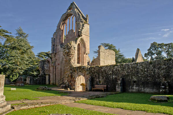 Ruins Art Print featuring the photograph Gothic ruins. Dryburgh Abbey. by Elena Perelman