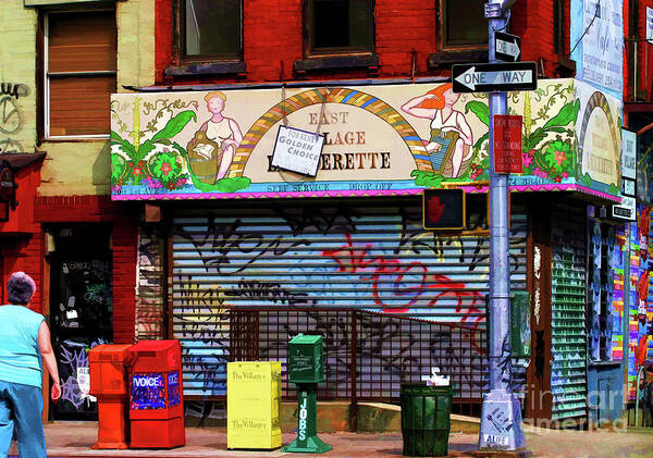 New York Art Print featuring the photograph Graffiti Village Store NYC Greenwich by Chuck Kuhn