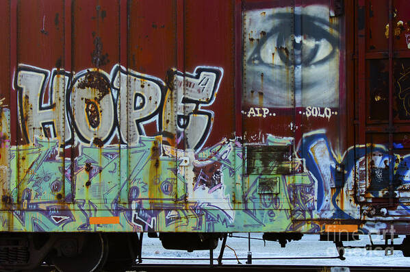 Riding The Rails Art Print featuring the photograph Grafitti Art Riding The Rails 6 by Bob Christopher