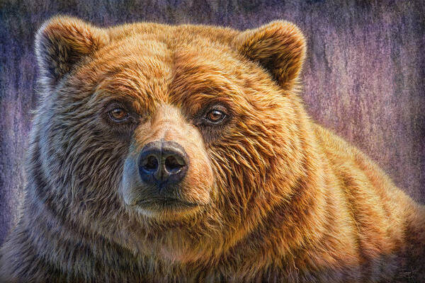 Grizzly Art Print featuring the painting Grizzly Portrait by Phil Jaeger