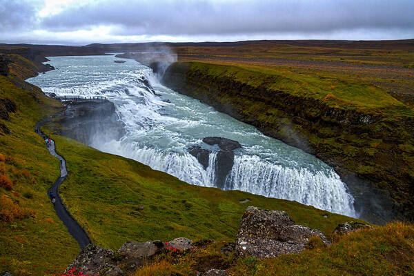 Iceland Art Print featuring the photograph Gullfoss Waterfall #2 - Iceland by Stuart Litoff