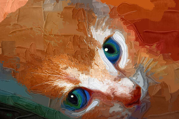 Kitten Art Print featuring the digital art Gussy by Holly Ethan