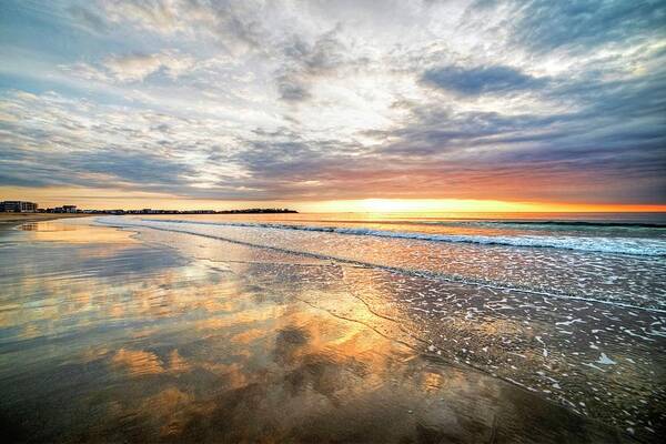 Hampton Art Print featuring the photograph Hampton Beach Sunrise Hampton Beach State Park Hampton NH Reflection by Toby McGuire