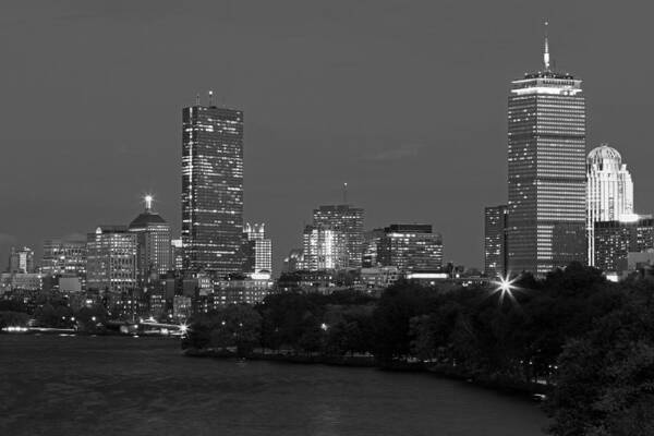 Boston B&w Art Print featuring the photograph Hancock Tower and Prudential Center by Juergen Roth
