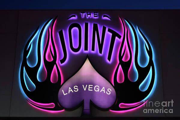 The Joint Art Print featuring the photograph Hard Rock Casino the Joint Pink Blue and Purple Lights by Aloha Art