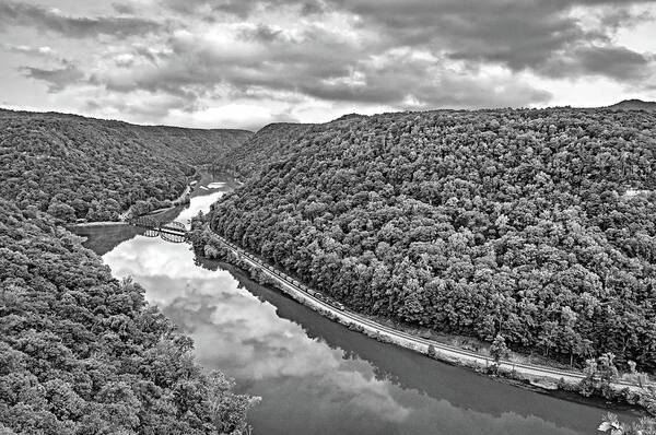 Landscape Art Print featuring the photograph Hawk's Nest West Virginia 3 BW by Steve Harrington