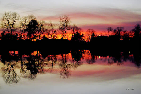 2d Art Print featuring the photograph Hearns Pond Dusk Silhouette by Brian Wallace