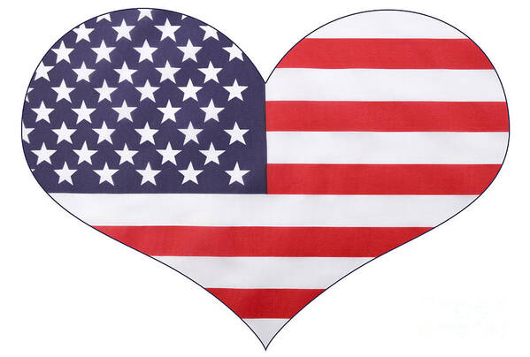 Anniversary Art Print featuring the photograph Heart shape USA Flag by Milleflore Images