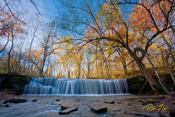 Autumn Art Print featuring the photograph Hidden Falls in Autumn at full flow by Rikk Flohr