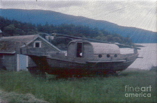 Boat Art Print featuring the photograph High and Dry on Orcas Island - Digitally Enhanced by Charles Robinson
