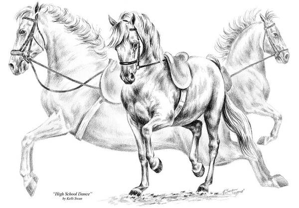 Lipizzan Art Print featuring the drawing High School Dance - Lipizzan Horse Print by Kelli Swan
