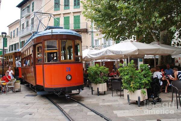 Soller Art Print featuring the photograph Historic tram at Soller in Majorca by David Fowler