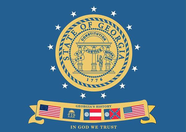 Historical Flag Of Georgia Art Print featuring the photograph Historical flag of Georgia by American School