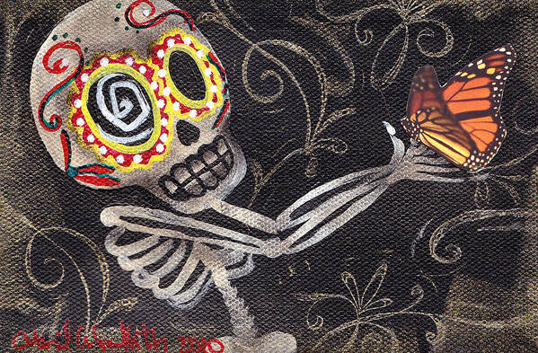 Day Of The Dead Art Print featuring the painting Holding Life by Abril Andrade