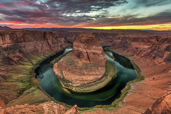 Horseshoe Bend Art Print featuring the photograph Horseshoe Bend Sunset by Pierre Leclerc Photography