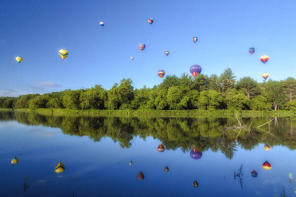 Jericho Hills Photography Art Print featuring the photograph Quechee Balloon Fest Reflections by John Vose
