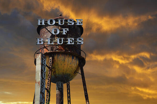 Sign Art Print featuring the photograph House Of Blues by Laura Fasulo