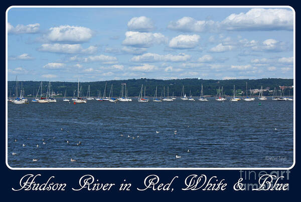 Poster Art Print featuring the photograph Hudson River in Red White Blue by Irene Czys