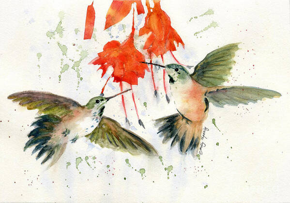 Hummingbird Art Print featuring the painting Hummingbird Watercolor by Melly Terpening