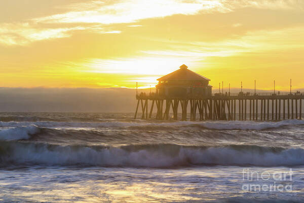 Sunset Art Print featuring the photograph Huntington Peir 2 by Brandon Bonafede