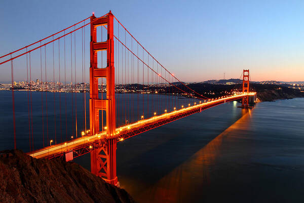 Golden Gate Bridge Art Print featuring the photograph Iconic Golden Gate Bridge in San Francisco by Pierre Leclerc Photography