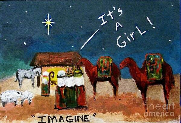 Christmas Card Art Print featuring the painting Imagine by Frances Marino