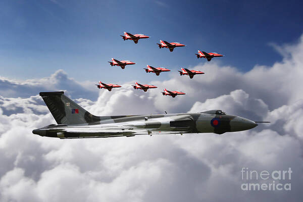 Avro Art Print featuring the digital art In Formation With XH558 by Airpower Art